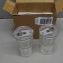 20oz Iced Coffee Cups with Lids,Coffee Bar Accessories, 2 Piece Ribbed Glass Cups with Lids and Straws, Vintage Glass Tumbler with Straw, Thicked Wall Drinking Glasses Ideal for Coffee