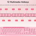 Memzuoix Wireless Keyboard Mouse Combo - 2.4G Full-Size Ergonomic Set with USB Receiver for PC Laptop Windows Mac (Pink)