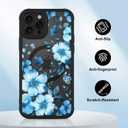 OOK Magnetic Case Fit for iPhone 11 Pro Max 6.5 Inch (Compatible with MagSafe) Soft TPU and Hard PC Phone Cover with Blue Floral Flowers Anti-Scratch Shockproof Protection Case for Women