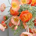 Set of 6 Poppies Flowers Artificial Silk Flowers with Long Stems Faux Wildflowers Bouquet for Vases Oil Pastel Style for Wedding Party Indoor Home Office Decor (Gradient Coral)