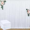 20 ft x 10 ft Wrinkle Free White Backdrop Curtain for Wedding Parties, Polyester Photo Backdrop Drapes for Baby Shower Birthday Party Backdrop Stand, Bulk Thick Background Curtains 5x10FT 4 Panels