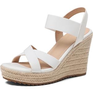 mikarka Women's Open Toe Espadrilles Wedge Sandal Slip On Elastic Ankle Strap Platform Sandals Dressy Comfortable Wedges Shoe Size 9