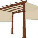 12' x 12' S Universal Pergola Shade Cover Replacement Canopy with Grommets Weighted Rods Permeable for Outdoor Patio Porch Backyard Gazebo Beige