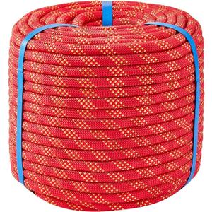3/8 Inch 120ft Double Braided Polyester Arborist Rope, Heavy Duty Nylon Rope for Anchor, Tree Work, Cargo, Pulling, Sailing(Red)