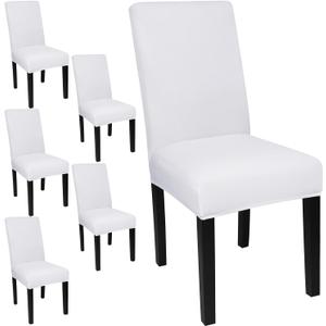 JQinHome 6 Pcs Dining Chair Slipcover,High Stretch Removable Washable Chair Seat Protector Cover for Home Party Hotel Wedding Ceremony (White)