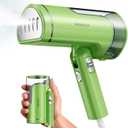 Reemix Portable Garment Steamer, Powerful Foldable Handhled Steamer 1300W, Travel Size Steamer For Clothes 20S Fast Heat-up, Fabric Steamer for Home & Travel, 120V Only (Green)