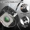 Rugged Metal Band Compatible with Apple Watch Ultra 3/2/1 Band 49mm, Shockproof & Scratch Resistant Bumper with Silicone Sport Band for iWatch (Titanium Black, 49mm - Ultra 3/Ultra 2/Ultra)
