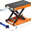 Orion Motor Tech Motorcycle Lift, 1100lb Scissor Lift Jack with Wide Deck T Handle 3/8" Socket, Motorcycle Center Stand with Chain Brush, Crank Hoist Stand for ATV Dirt Bike Cruiser, Orange