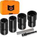 Lug Nut Removal Tool, 6 Pieces Lug Nut Extractor Set 1/2 Inch Drive, Locking Lug Nut Removal Tool for Damaged, Frozen, Studs, Rusted, Rounded-Off Bolts & Nuts Screws