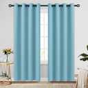 COSVIYA Grommet Blackout Room Darkening Sky Blue Curtains 84 inch Length 2 Panels,Thick Polyester Light Blocking Insulated Thermal Window Curtain Drapes for Bedroom/Living Room,52x84 inches
