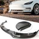 Kojem Front Bumper Lip Kit Compatible with 2017-2023 Tesla Model 3 Sedan Body Spoiler Splitter Kit Carbon Fiber Printing 3PCS