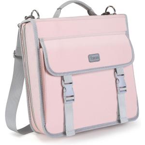 3" D-ring Zipper Binder with 700+ Sheets Capacity, 3-ring Zip Up Binder with Shoulder Strap for School, College, Office, Compatible with 13" MacBook & 12.9" Tablet (Light Pink)