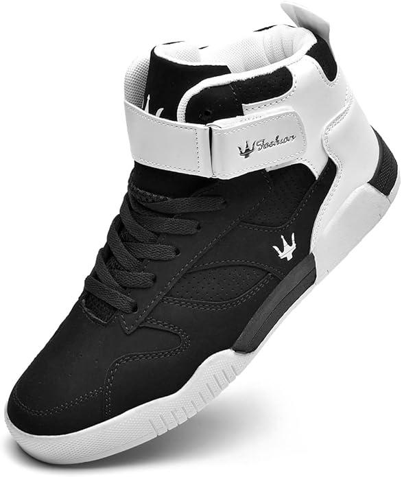 FZUU Men's Fashion High Top Leather Street Sneakers Sports Casual Shoes Size 8