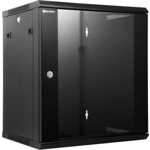 RackPath 12U Wall Mount Network Rack Cabinet Quiet Cooling Fan, Locking Glass Door, 17.7" Deep (450mm), Removable Locking Side Panels, Fits 19" IT & A/V Equipment