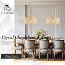 CATINER Gold Crystal Chandelier Modern 18" Round Semi Flush Mount Ceiling Light for Dining Living Room Bedroom & Foyer - Large Round Pendant Fixture