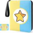 Card Binder 4-Pockets, 400 Pockets Card Holder with 50 Removable Sleeves, Trading Card Collector Zipper Album Holder, Yellow Blue (Large)