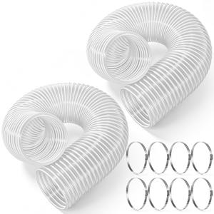 Innconee 2 Sets Dust Collection Hose 6" x 5' Heavy Puncture Resistant PVC Dust Collection Hose with 8 Carbon Steel Wire Coil for Woodworking, Workshops, Collectors