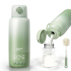 Portable Bottle Warmer for Travel, 17OZ Baby Bottle Warmer On The Go with 100W Fast Heating, Super Fast Charging (Full in 1.5H), Accurate Temp Control, Travel Portable Milk Warmer for BabyMilk