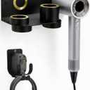 Hair Dryer Holder Wall Mount for Dyson Supersonic Airwrap Hair Dryer, Wall Mounted Hair Tool Organizer, Metal Blow Dryer Holder Attachments Storage for Bathroom and Salon, Black