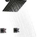 GUOYINDONG 2 Handle Shower Faucet Set, Matte Black Two Handle Shower Faucet Set 2 Knobs Wall Mounted, Shower Faucets Sets Complete