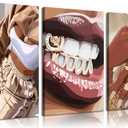 3pcs Trendy Black Woman Canvas Wall Art Fashion Black Girl Wall Decor Pictures African American Woman Posters Prints for Home Living Room Bedroom Bathroom Decoration Ready To Hang