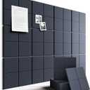 Large Felt Bulletin Board 48" x 36", 12-Pack 4-Compartment Wall Organizer, Cork Board Alternative with 70 Removable Adhesive Tabs, Modular Felt Panels for Home Office, Classroom and Study-Navy Blue