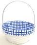 EASTER BAMBOO BASKET BLUE GRID 12IN