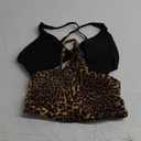 SUUKSESS Women 2 Piece Open Back Strappy Sports Bra Pack Twist V Neck Workout Crops (Small, #2 Cheetah & Black)