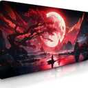Gaming Mouse Pad Large, Red Blood Moon Mousepad with Non-Slip Based, Large Extended Computer Keyboard Mat for Desk, Gifts for Japanese Anime Lover, for Keyboard Mouse 15.7x 35.4 XXL