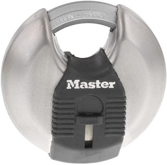 Master Lock Magnum Heavy-Duty Stainless-Steel Discus Padlock with Keys, Keyed Alike Heavy Duty Storage Lock for Indoor or Outdoor Use, M40XKAD
