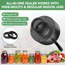 3 in 1 Mason Jar Vacuum Sealer | Electric Vacuum Sealer for Mason Jars Includes 30 Lids (15 Wide/Reg)+5 Food Storage Bags,One-Tap Control,Mason Jar Sealer for Canning Pickling Meal Prep & Dry Goods