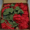 Mocoosy 12PCS Red Roses Artificial Flowers, Fake Roses with Long Stems Realistic Silk Rose Bouquets Wedding Centerpiece Decorations Faux Floral Arrangements Bridal Shower Party Home Office Table Decor