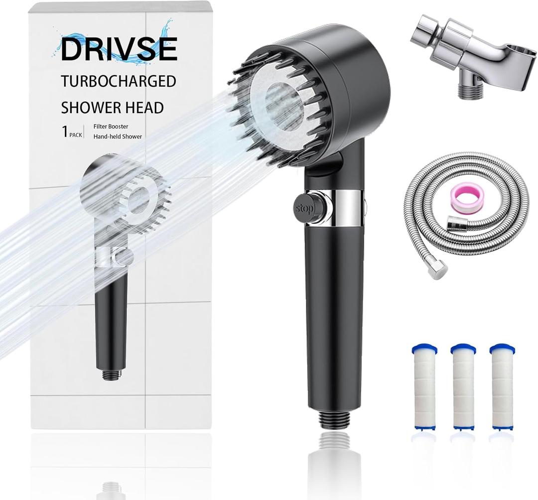 Drivse Showerhead, Drivse Filtered Shower Head With Handheld, High Pressure Handheld Hydrojet Nozzle Kit with Water Filter, Fits for Men, Women, Children and Pets. (Showerhead)