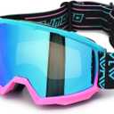Motorcycle Goggles Men Women,UV400 protection Dirt Bike ATV MX DH Goggles Glasses,Anti-Slip Strap,Scratch-Proof (Bluepink)