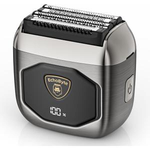 Full Metal Electric Foil Shaver for Men: 4 Floating Blades, IPX7 Waterproof Wet & Dry Mini Razor, 120-Min Runtime USB-C Rechargeable, Quiet Travel Groomer with LED Display & Travel Lock