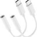 2 Pack USB C to 3.5mm Headphone Jack Adapter for iPhone 17/16/15/Pro Max/Plus, Type C Aux Audio Dongle Cable Cord Compatible with iPad, Samsung Galaxy S25/24/S23/S22/S21, MacBook-White