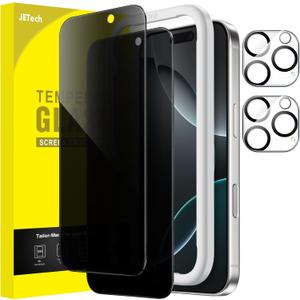 JETech Privacy Screen Protector for iPhone 16 Pro 6.3Inch, AntiSpy Tempered Glass Film with Easy Installation Tool, 2-Pack