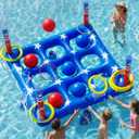 Pool Party Toys Games Set - Giant Inflatable Tic Tac Toe Float Game, Outdoor Pool Games for Adults Kids Family Pool Toys for 2-10 Players, Fun Swimming Beach Yard Activities with 10 Balls for Ages 6+
