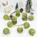 3.15 Inch Velvet Christmas Tree Ornaments12 Pcs Christmas Balls Bulk Set with Golden Hand-Painted PatternPlastic Shatterproof Xmas Hanging Ornaments Decorations for Tree Garland(Olive Green)