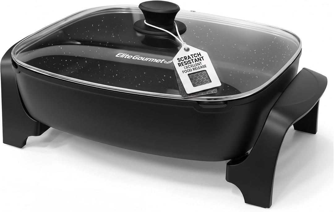 Elite Gourmet 10.5Qt Nonstick Electric Skillet, Extra-Deep 16"x13"