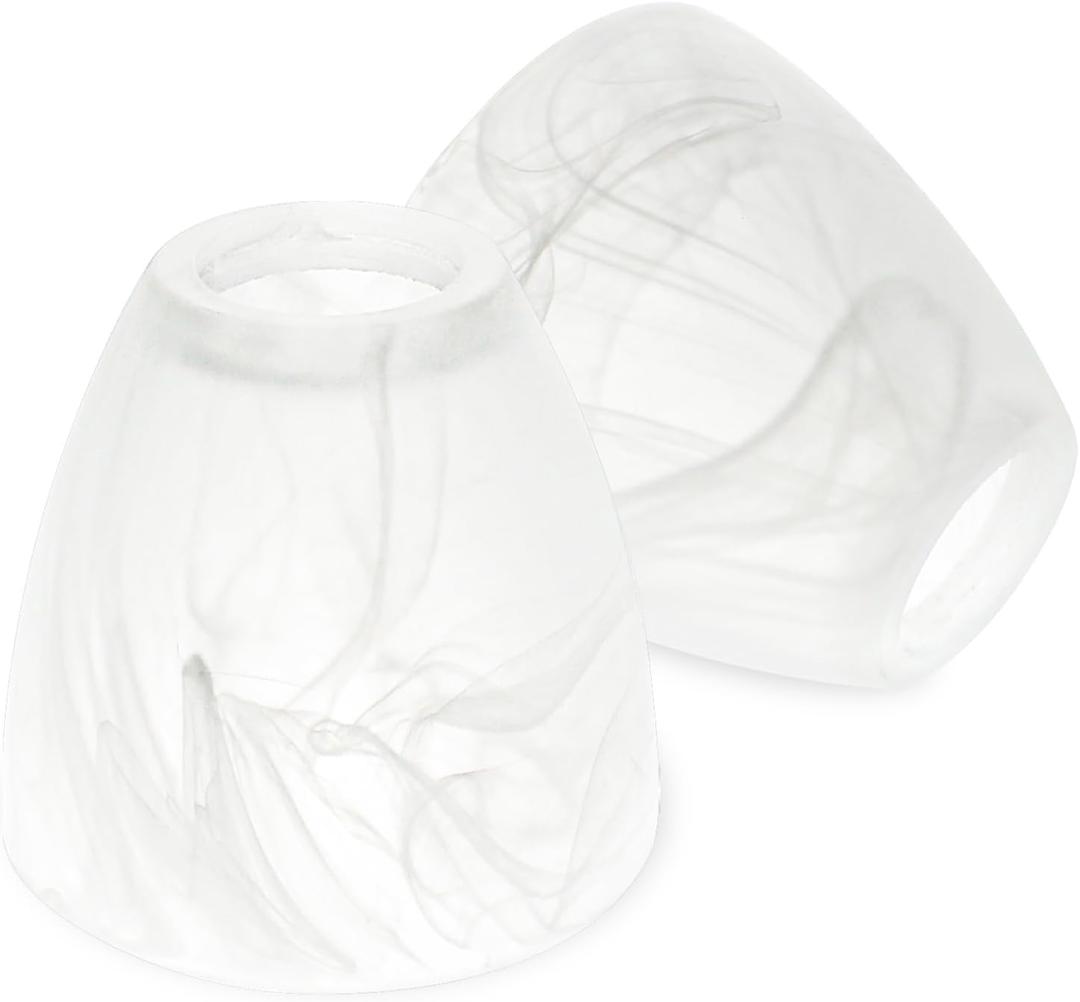 HiBay 2-Light Lampshades, Cracks White Bell Glass Shades, Lighting Fixture Accessory Lampshade Cover Replacement, Fit for E12 Base Pendant Lights Table lamp Sconce Chandeliers