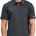 Cherokee Scrubs for Men Polo Nursing Scrub Top with Chest Pocket, Breathable Mesh, Ultra Soft 2-Way Stretch Fabric  WW615 (Large, Black)