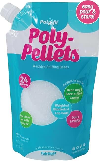 Fairfield Poly-Fil Poly-Pellets, Premium Polyester Weighted Stuffing Beads, Stuffing for Stuffed Animals, Toys, Bean Bags, Weighted Blankets, and More, 24-Ounce Bag