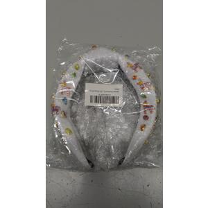 Mexican Headband for Women Cinco De Mayo Headband Beaded Fiesta Knotted Hairband Embellished Rhinestone Crystal Wide Top Knot Hairband Mexican Holiday Hair Accessory Party Favors Gifts (Pinata White)