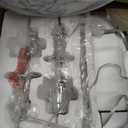 Candle Stick Buffet Table Lamp Set of 2, 33'' Vintage Nightstand Lamps with Silver Leaf Finish and White Linen Shades, 3-Way Dimmable Bulb Included, Country Style Bedside Lamps for Living Room Bedroom