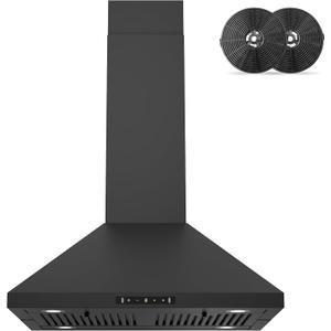 FIREGAS Island Mount Range Hood 30 Inch, 700 CFM Ducted/Ductless Convertiable Kitchen Hood, Pyramid Style Ceiling Mount Range Hood with Gesture Sensing & Touch Control,Permanent Filters, LED Lights