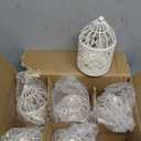 JHY DESIGN 6 Pcs Wedding Centerpieces 5.5 inch Height Small Metal Candle Stick Holder Hanging Birdcage Tealight Lantern Hollow Candle Holders for Table Valentine Patio Indoor Outdoor (Cream White)