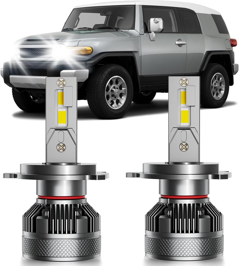Fits for Toyota FJ Cruiser 2007-2014 Hi/Lo Dual Beam Lights, 2pcs Super Bright 6000K White Hi/Lo Dual Beam Lights Blubs Package
