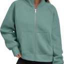 Trendy Queen Womens Sweatshirts Zip Up Hoodies Cropped Crewneck Pullover Casual Jackets Y2k Clothes Fall Fashion Outfits 2025, Small