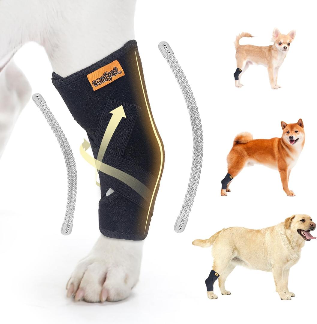 Dog Hock Brace for Small Dogs (5-15 lbs), Adjustable Hind Leg Support Wrap for Chihuahua, Pomeranian, Yorkie, Arthritis, ACL Tears & Lameness Relief - Size S